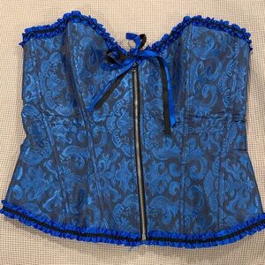 Blue and Black Corset Top